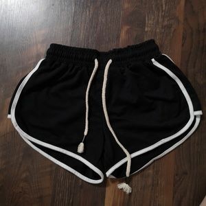 Black and White Cotton Athletic Shorts